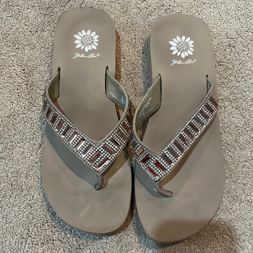 Yellow Box flip flops